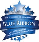 blue stars and a blue ribbon