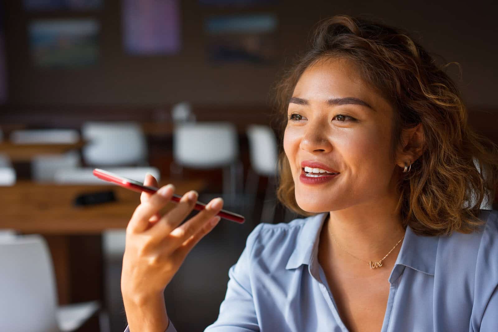 Woman on phone keep in touch