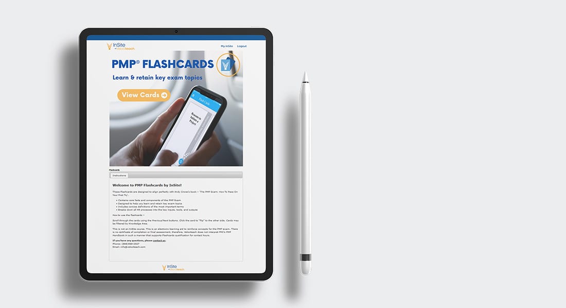 image of ipad showcasing interactive PMP flashcards app